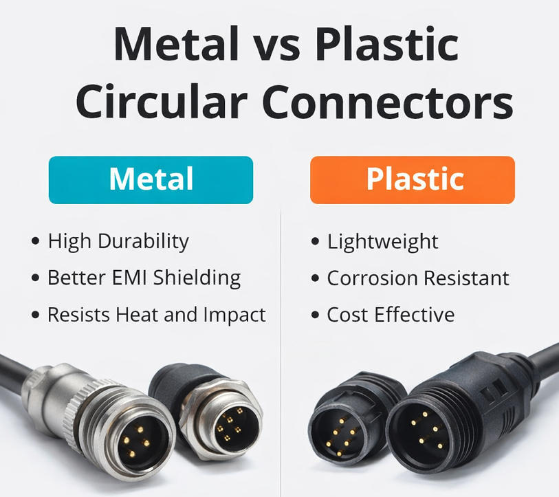 Últimos blogs da empresa sobre Conectores Circulares de Metal vs. Plástico: Qual Material é o Melhor para o Seu Projeto